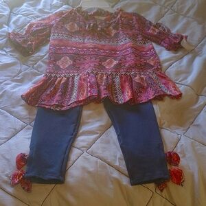 Bonnie Jean colorful tunic and pants set size 6 NWOT.